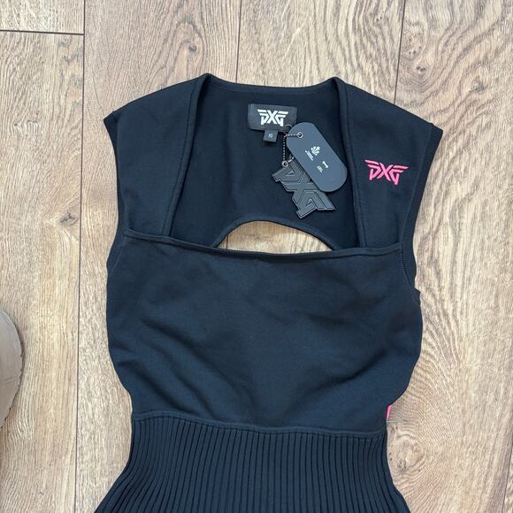 NWT PXG Eclipse Sleeveless Knitted Pleat Dress Black XS Luxury Golfwear - Picture 5 of 9